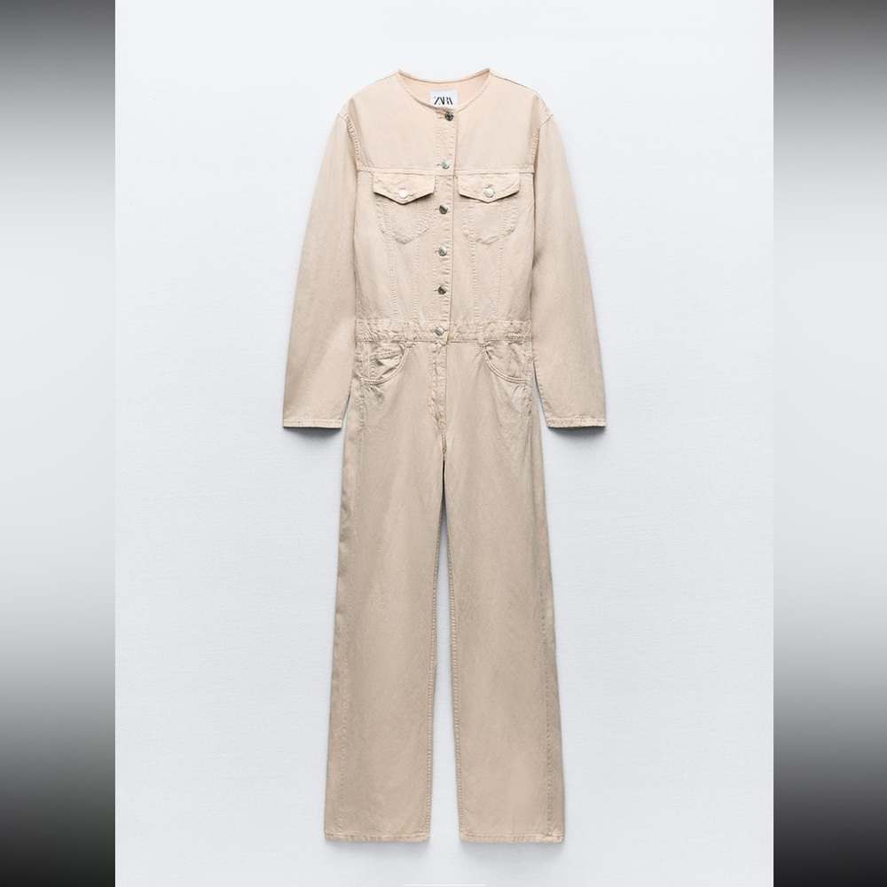 [ZARA] Linen blend Denim Jumpsuit